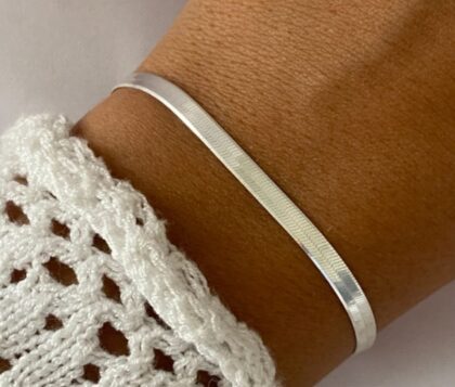 Pulsera chata de plata italiana premium