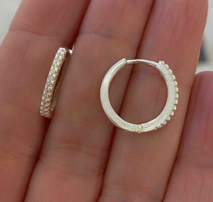 Aros argolla de plata y cubic