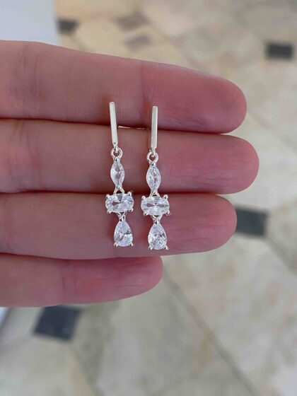 Aros colgantes de plata y cubic