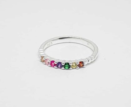 Anillo de plata y cubic de colores