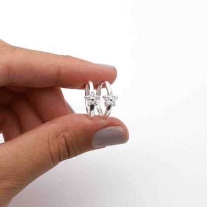 Aros de plata y cubic